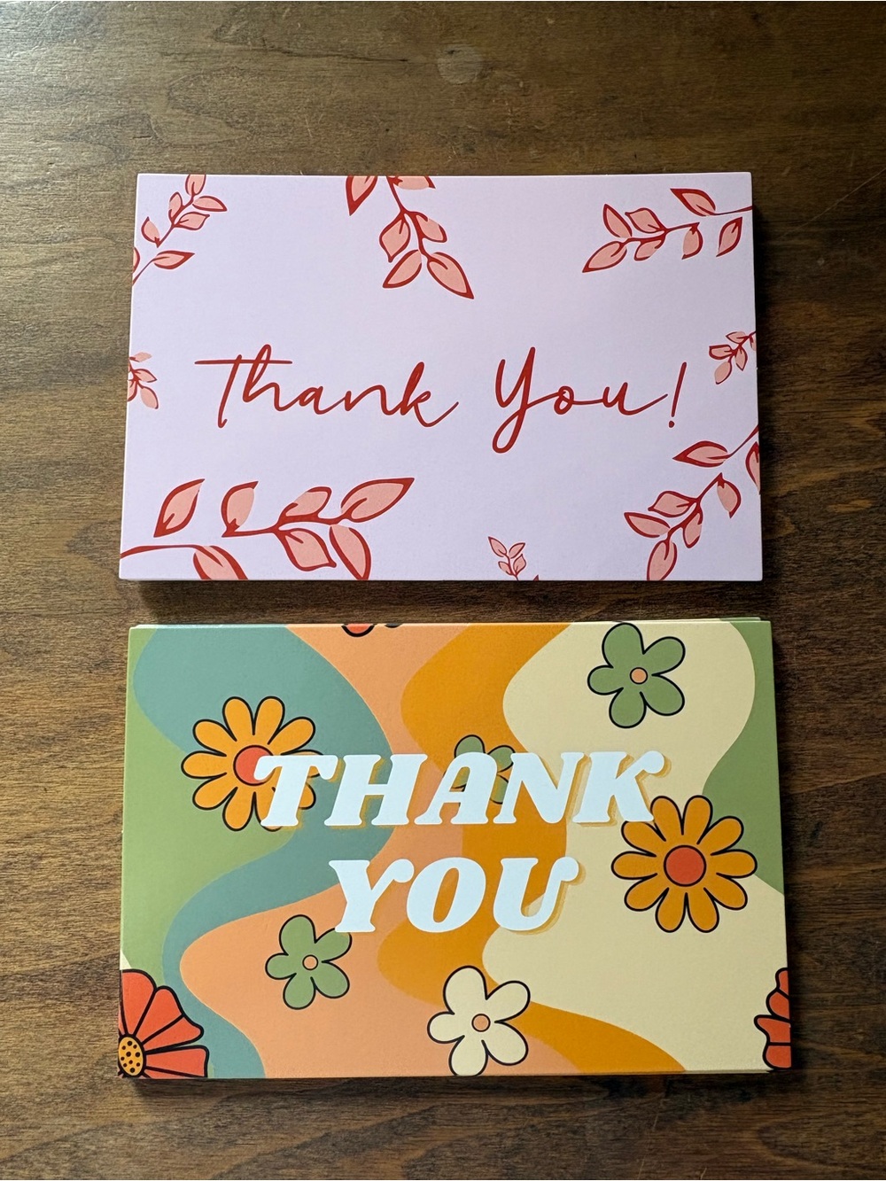 Thank You Cards Set in Pink and Multi-Color - Blank Brand